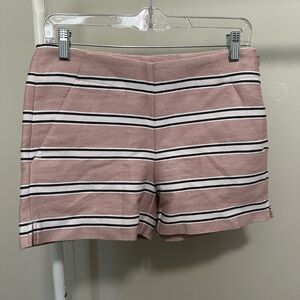 Ann Taylor Loft Pink and White Striped High Waisted Formal Shorts size 0